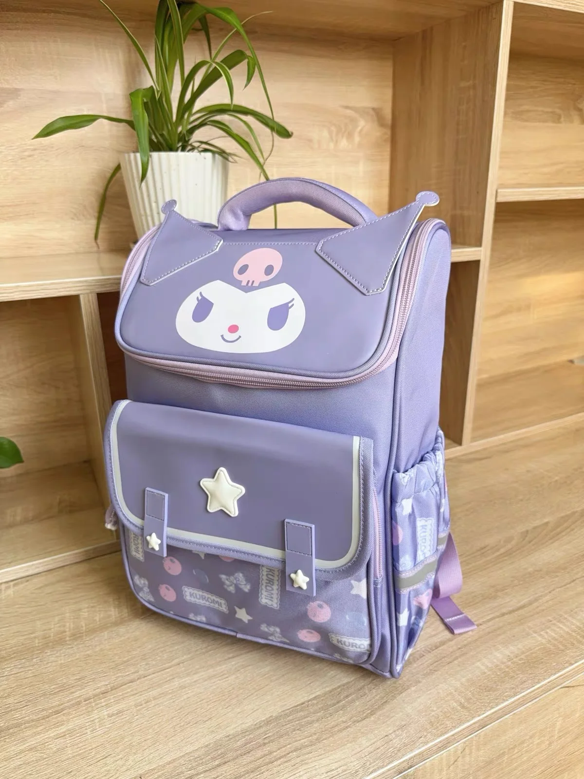 Sanrio Kuromi Primary School Daily Use Bag Ergonomic Multi-Compartment Lightweight Spine Support Wide Shoulder Straps Backpack