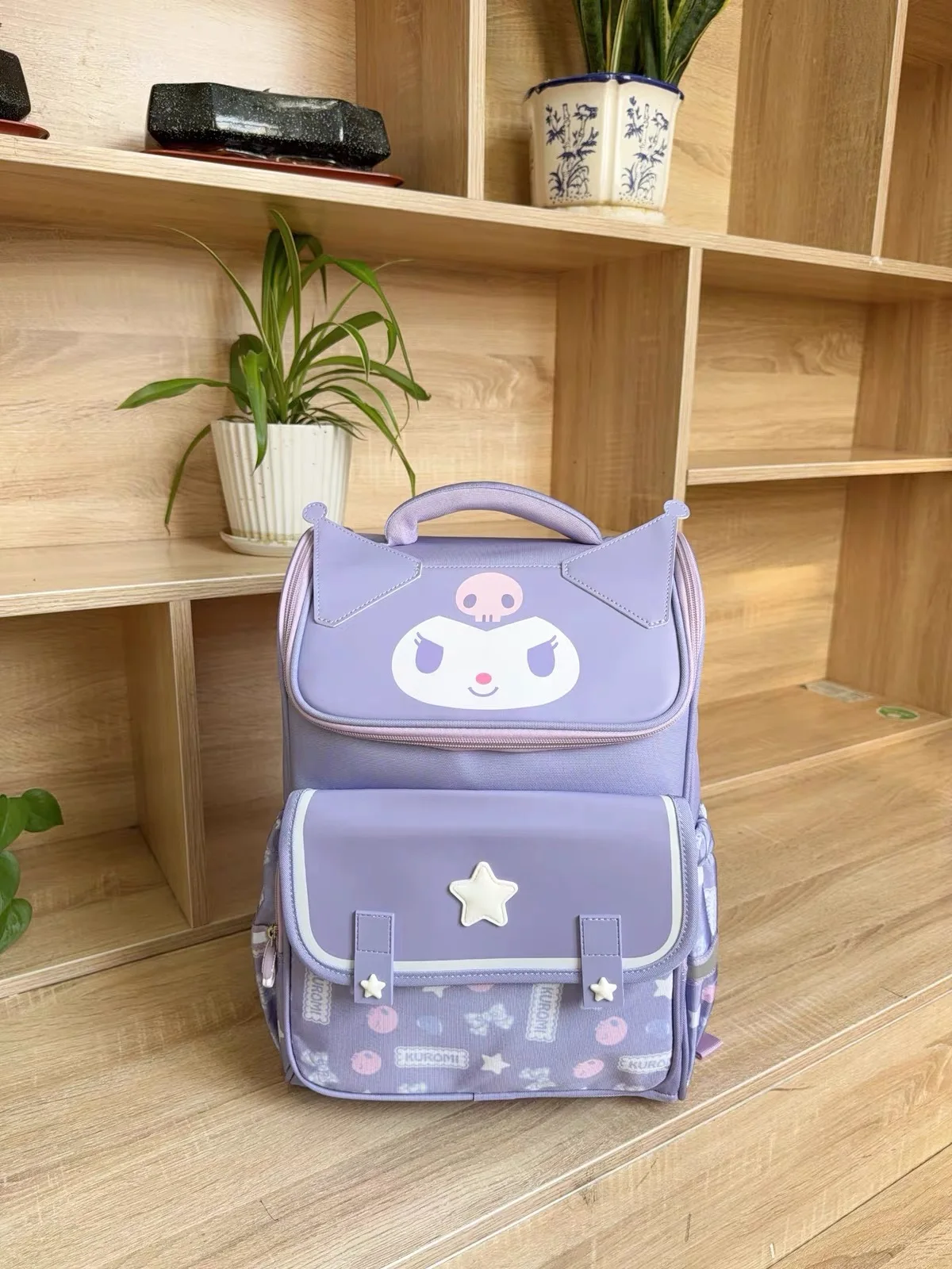 Sanrio Kuromi Primary School Daily Use Bag Ergonomic Multi-Compartment Lightweight Spine Support Wide Shoulder Straps Backpack