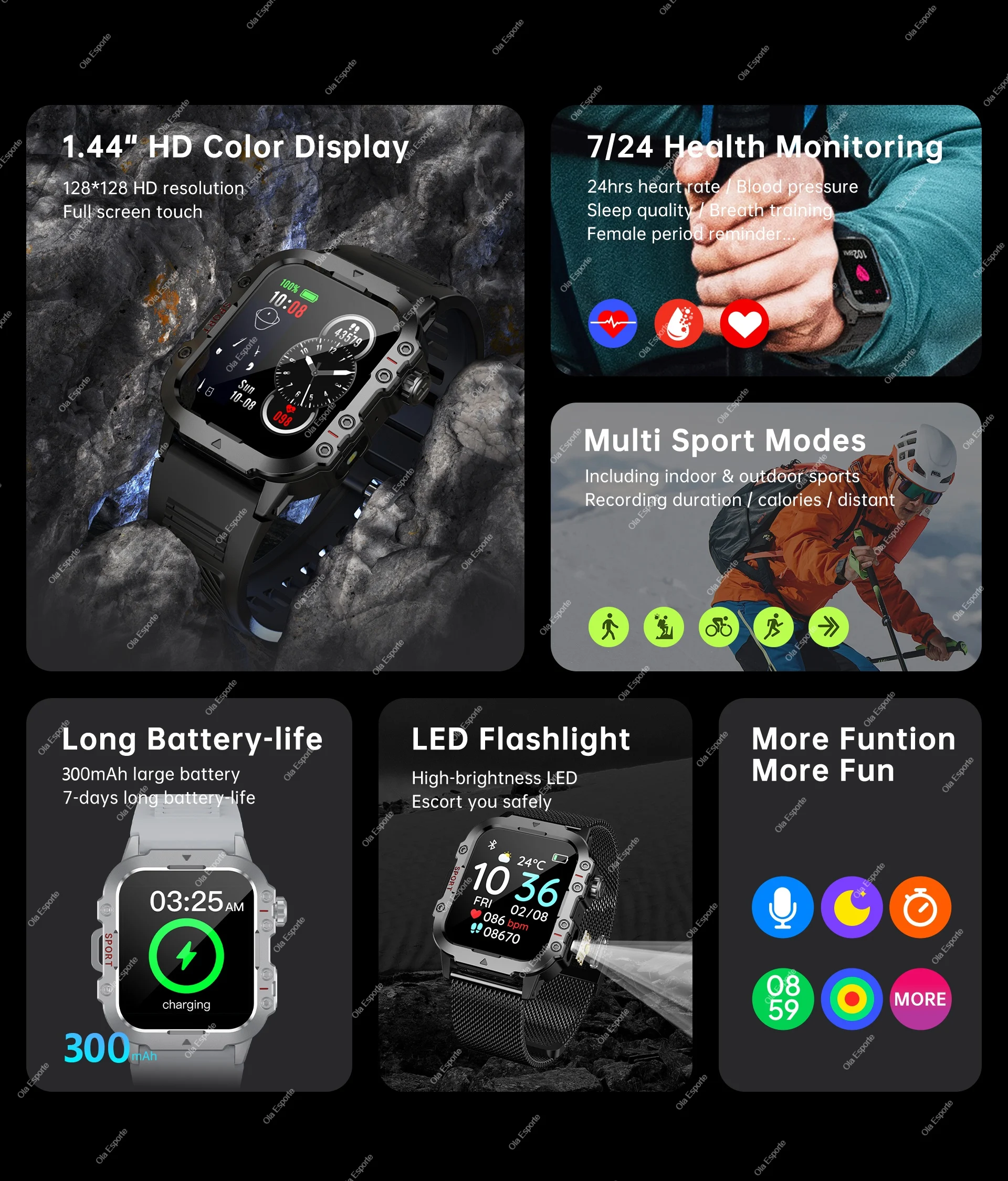 2026 Military Outdoor Smart Watch Men's GPS Flashlight Bluetooth Call 2.01" AMOLED Screen 3ATM Waterproof Sports Smartwatch Ht30