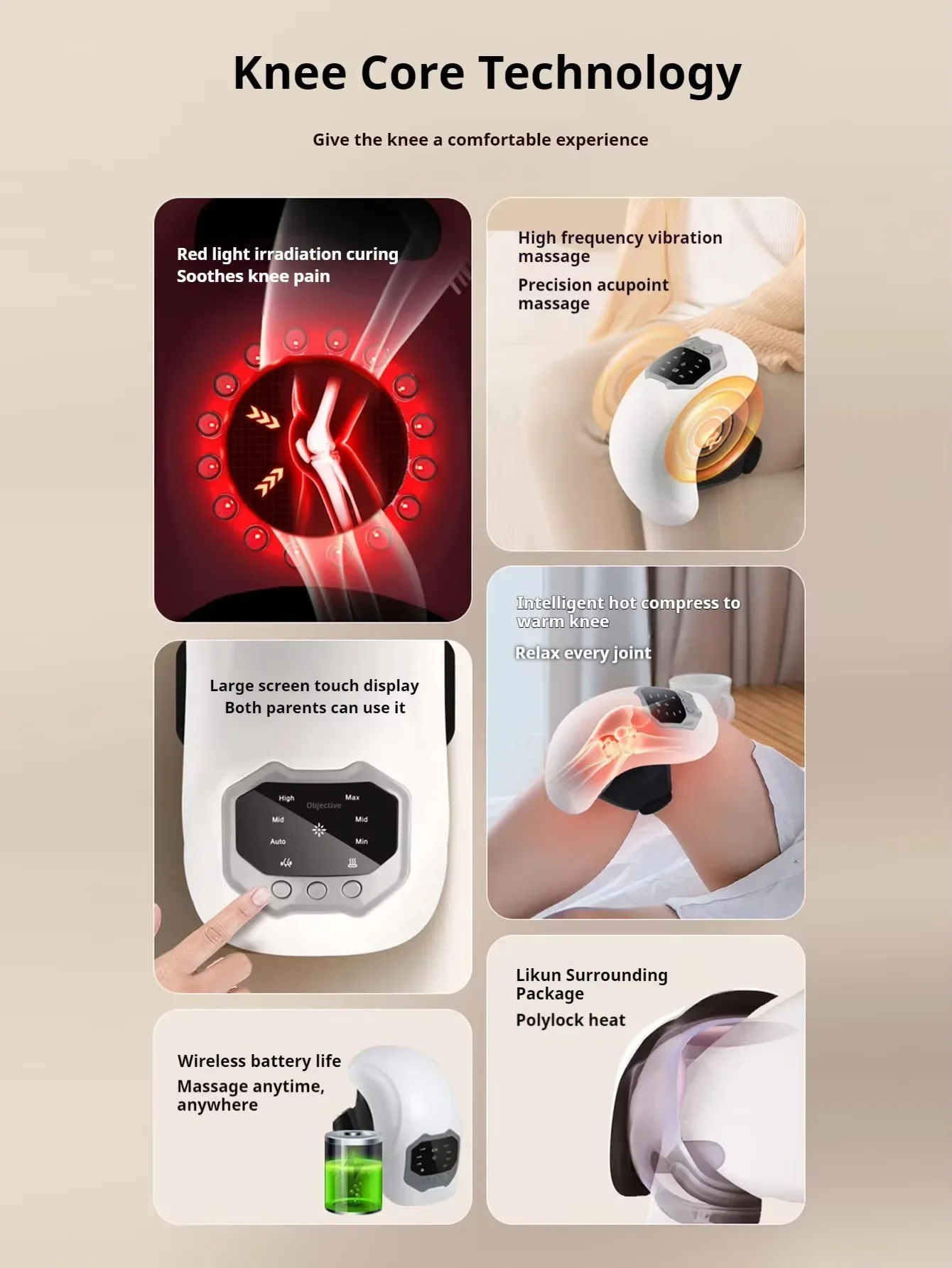Smart Knee Massager Hot Compress Knee Relaxing Massager Infrared Heat and Vibration Knee Pain Relief Elbow Shoulder Massagers
