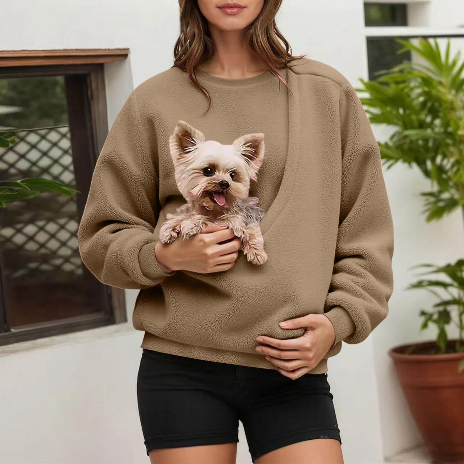 Cozy Pet Carrier Hoodie For Small Cats And Dogs Outdoor Winter Travel Pouch In Chest Bag Pet Sleeping Sweatshirt Plush Pullovers