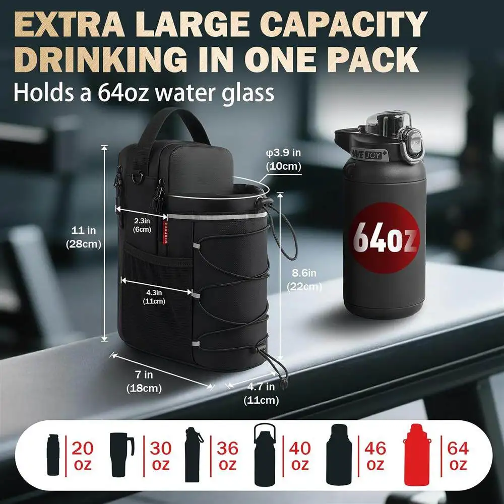 Magnetic Gym Bag Large Capacity Magnetic Carrier Bag With Phone Pocket Portable Gym Water Bottle Pouch Gym Accessories Storage