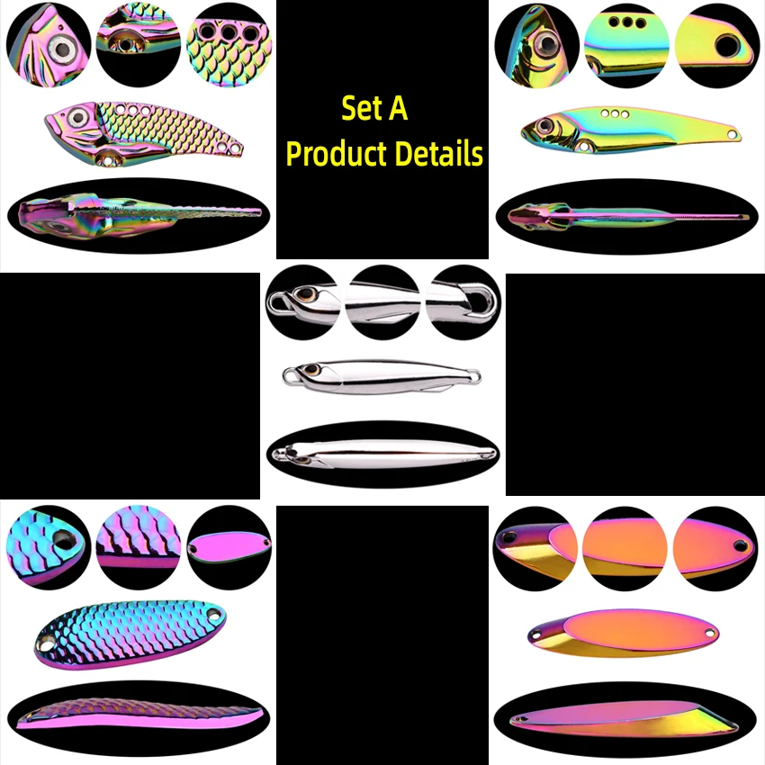 1/5pcs/lot Wobbler Lures 3g/10g/15g Metal Vib Fishing Lure Set Sinking Hard Metal VIB Sea Fishing Lures Artificial Pesca Bait