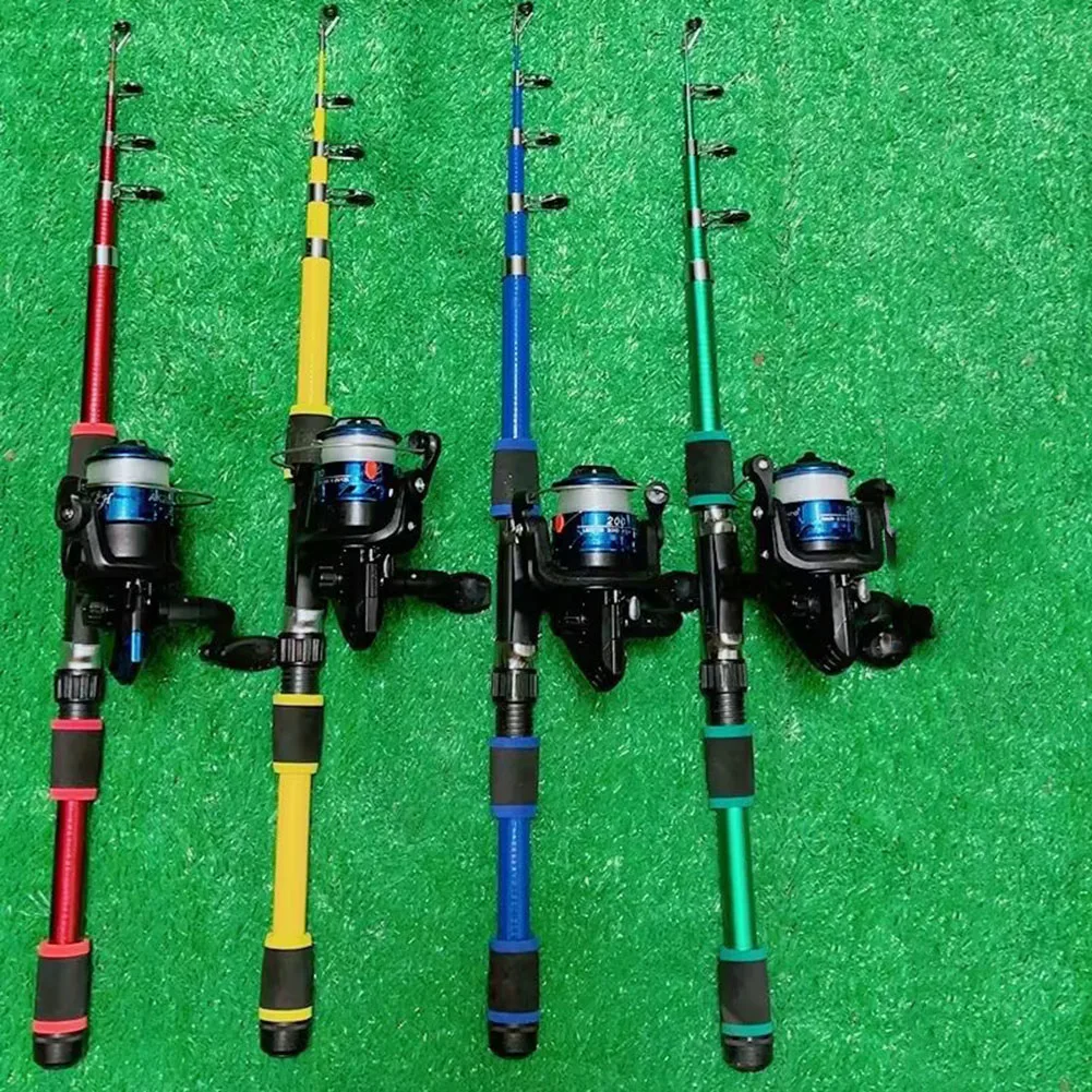 Telescopic Fishing Rod Reel With Telescopic Fishing Rod And Rotating Reel Baits Hooks Travel Pole Set Fishing Rod Accessories