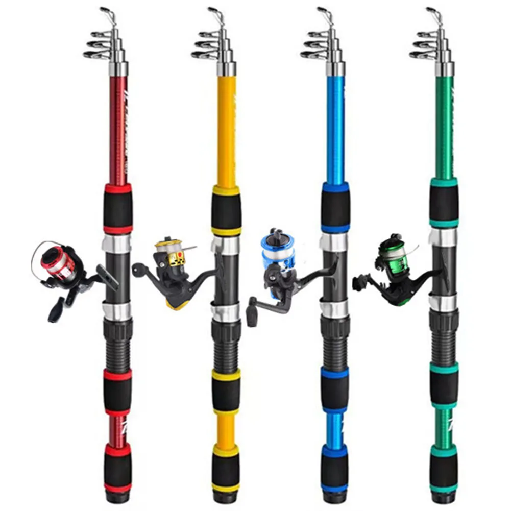 Telescopic Fishing Rod Reel With Telescopic Fishing Rod And Rotating Reel Baits Hooks Travel Pole Set Fishing Rod Accessories