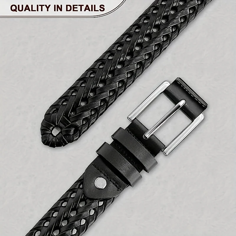Men's Belt Casual Sports Hollow Woven Waistband Jeans Waistband, Gift for Dad or Boyfriend
