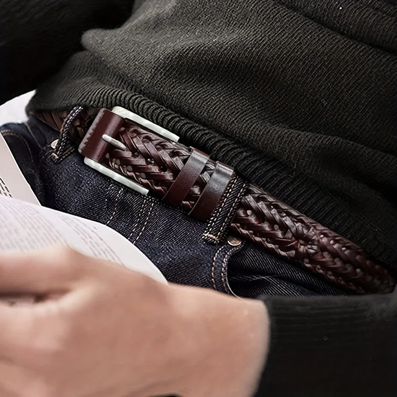 Men's Belt Casual Sports Hollow Woven Waistband Jeans Waistband, Gift for Dad or Boyfriend