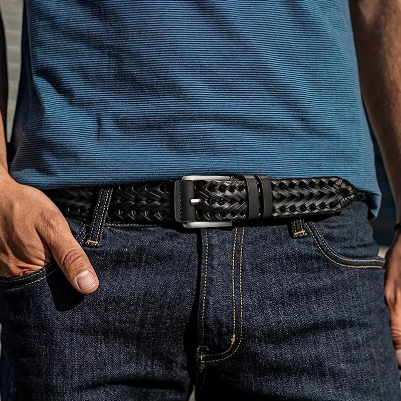 Men's Belt Casual Sports Hollow Woven Waistband Jeans Waistband, Gift for Dad or Boyfriend