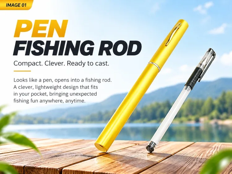 20cm Portable Pocket Telescopic Mini Fishing Pole Pen Shape Folded Fishing Rod with Reel Wheel Portable Mini Fishing Rod