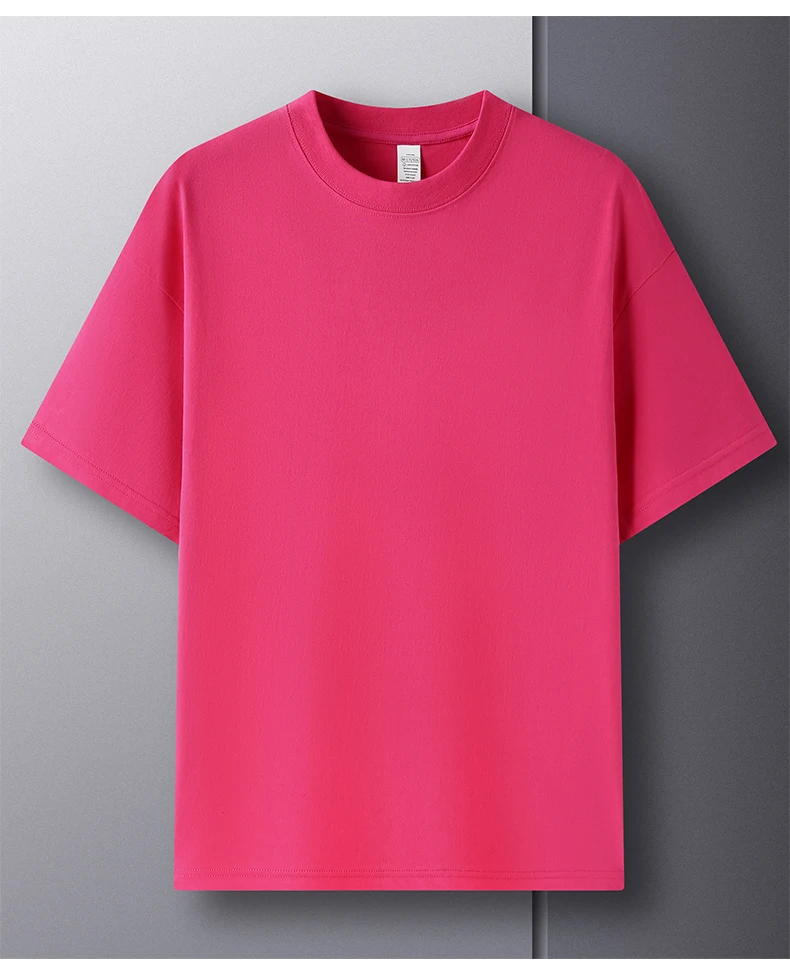 High Quality 100% Cotton Short Sleeve Men's T-Shirt Summer Round Neck Loose Casual Solid Color Plus Size Breathable Top Women