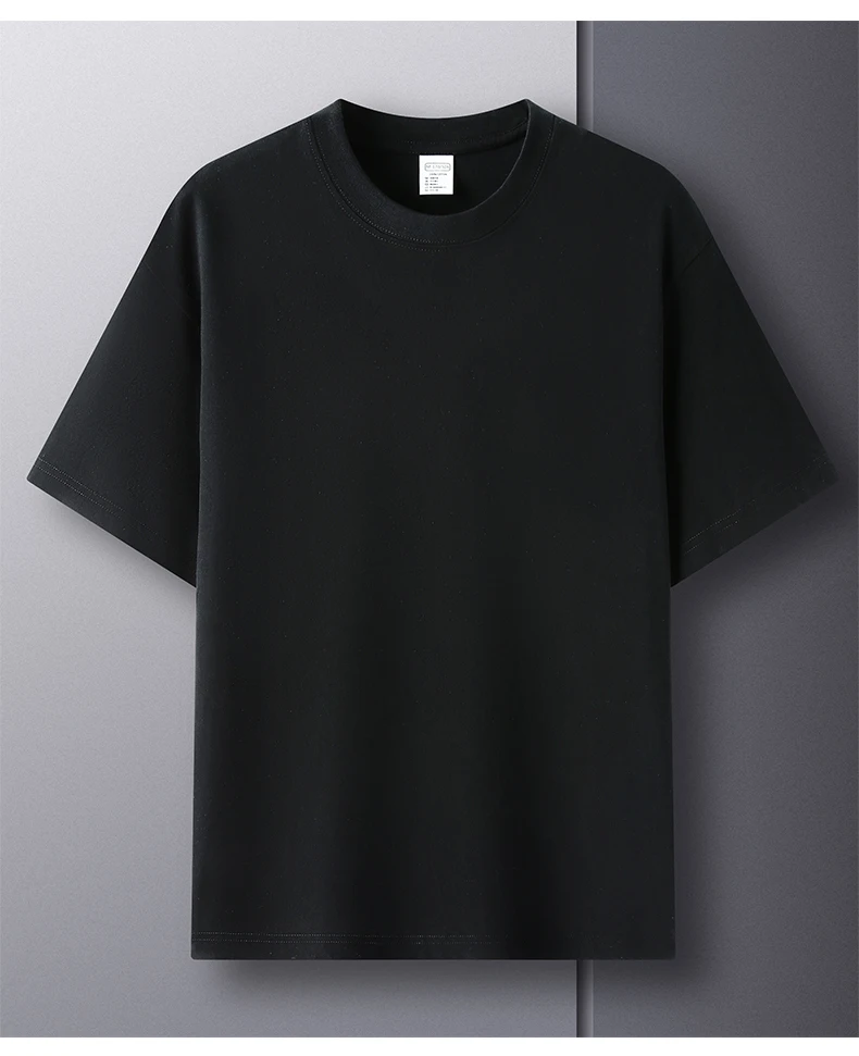 High Quality 100% Cotton Short Sleeve Men's T-Shirt Summer Round Neck Loose Casual Solid Color Plus Size Breathable Top Women