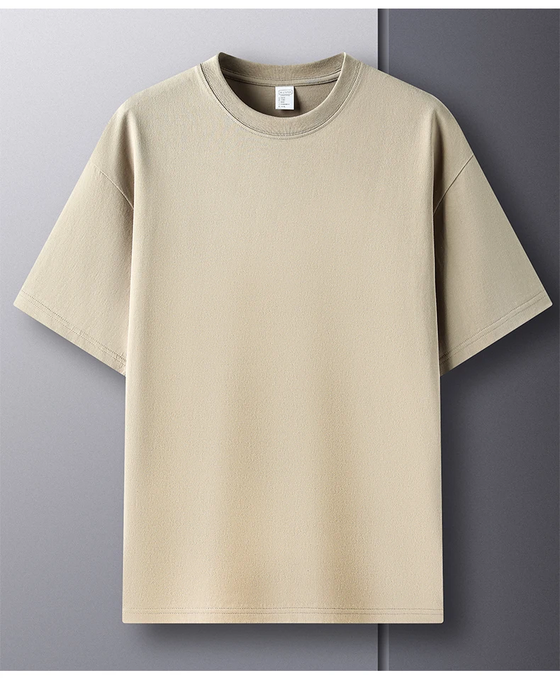 High Quality 100% Cotton Short Sleeve Men's T-Shirt Summer Round Neck Loose Casual Solid Color Plus Size Breathable Top Women