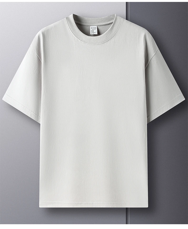High Quality 100% Cotton Short Sleeve Men's T-Shirt Summer Round Neck Loose Casual Solid Color Plus Size Breathable Top Women