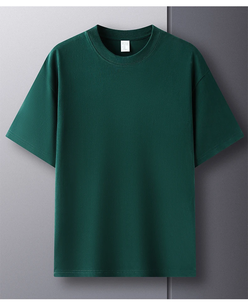 High Quality 100% Cotton Short Sleeve Men's T-Shirt Summer Round Neck Loose Casual Solid Color Plus Size Breathable Top Women
