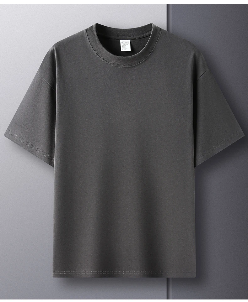 High Quality 100% Cotton Short Sleeve Men's T-Shirt Summer Round Neck Loose Casual Solid Color Plus Size Breathable Top Women