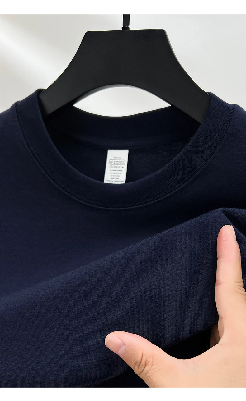 High Quality 100% Cotton Short Sleeve Men's T-Shirt Summer Round Neck Loose Casual Solid Color Plus Size Breathable Top Women