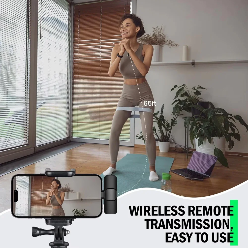 KEBIDUMEI 2.4G Wireless Lavalier Microphone Portable Audio Video Recording for iPhone Android Live Broadcast Gaming Phone