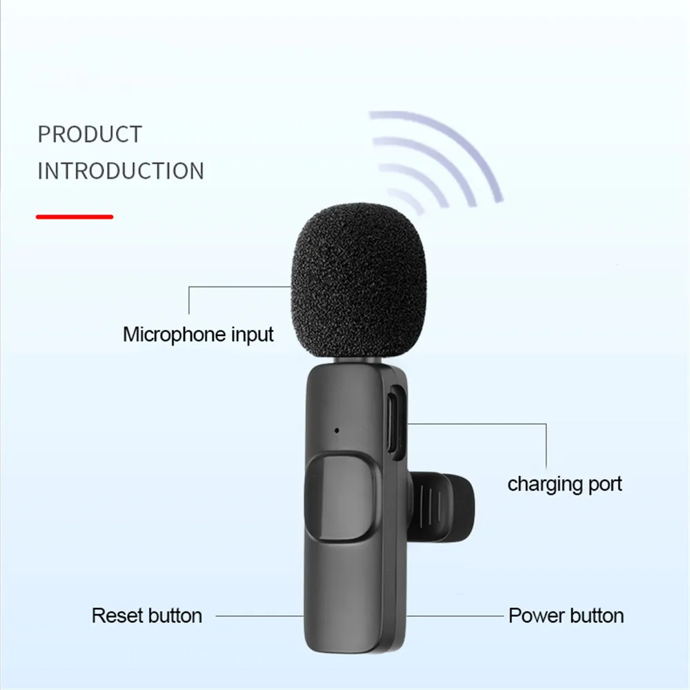 KEBIDUMEI 2.4G Wireless Lavalier Microphone Portable Audio Video Recording for iPhone Android Live Broadcast Gaming Phone