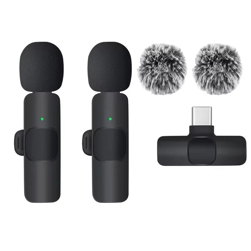 KEBIDUMEI 2.4G Wireless Lavalier Microphone Portable Audio Video Recording for iPhone Android Live Broadcast Gaming Phone