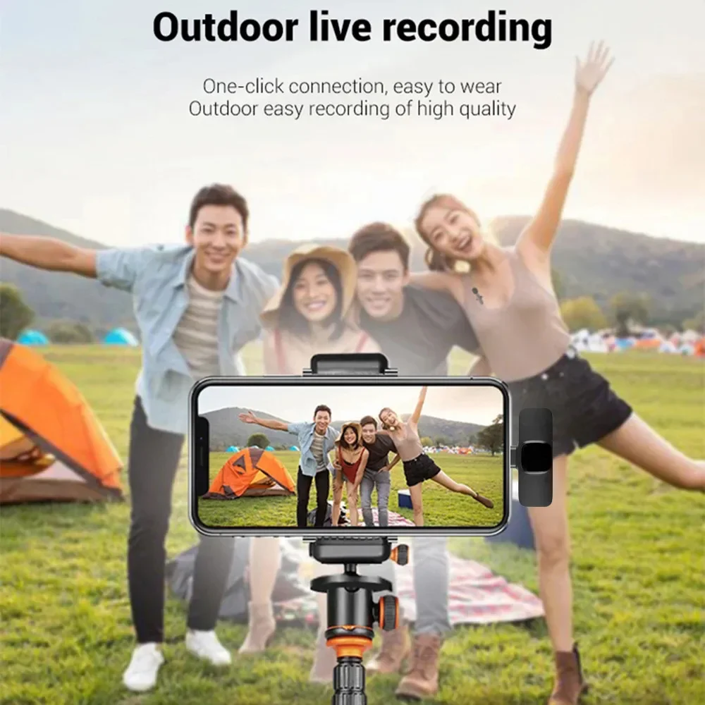 KEBIDUMEI 2.4G Wireless Lavalier Microphone Portable Audio Video Recording for iPhone Android Live Broadcast Gaming Phone