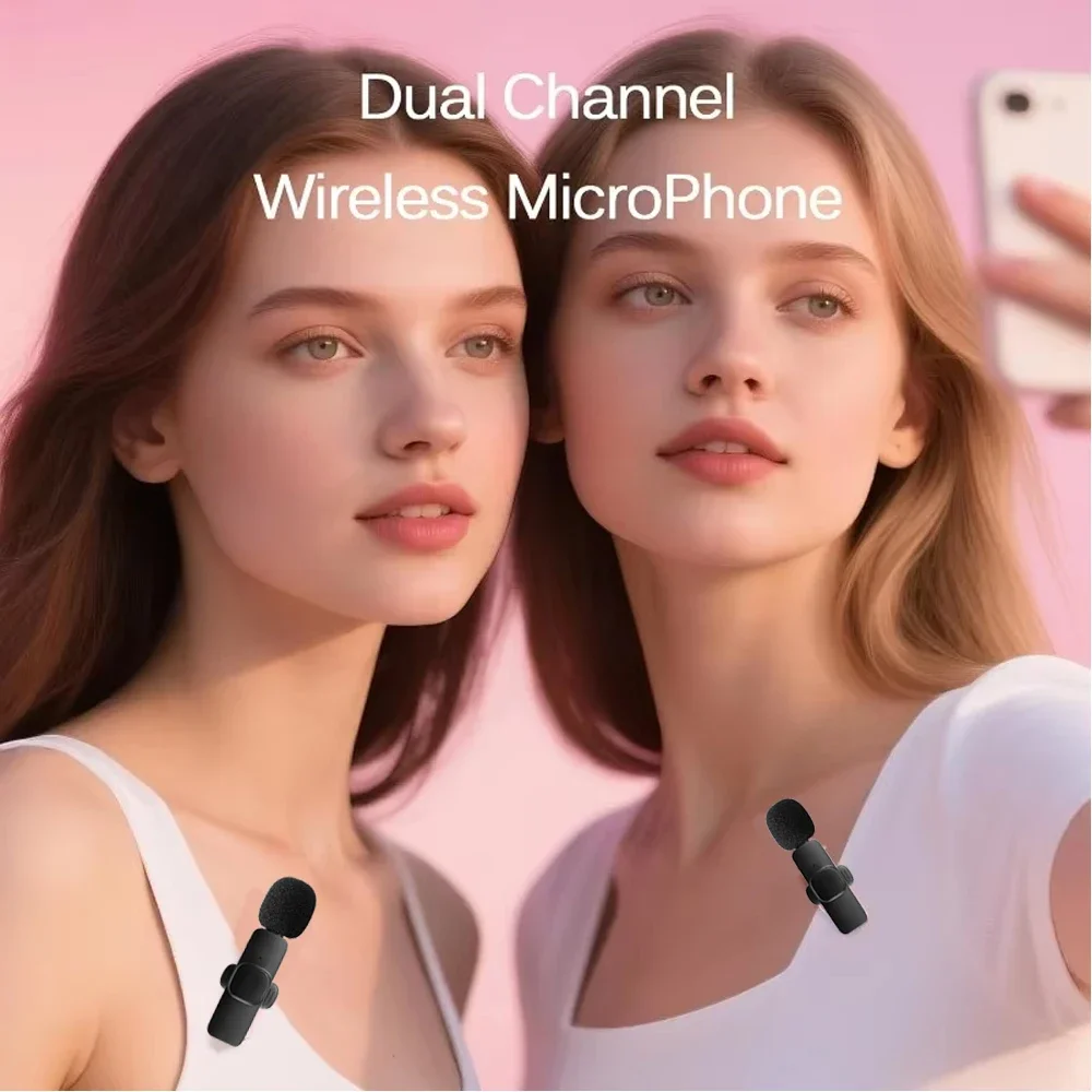 KEBIDUMEI 2.4G Wireless Lavalier Microphone Portable Audio Video Recording for iPhone Android Live Broadcast Gaming Phone