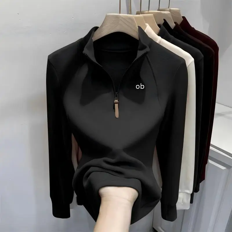 2026 New Half-Neck Half-Zip Long-Sleeved Women's Sweater for Layering or Solo Wearing in Autumn for Fitness 1