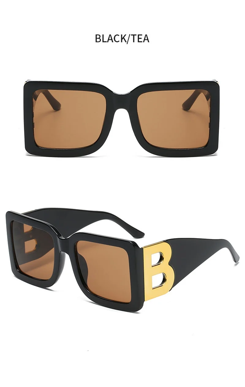 2026 New Fashion Oversized Sunglasses Women Letter B Leg Design Square Luxury Trend Men Retro Big Frame Eyeglasses Oculos De Sol
