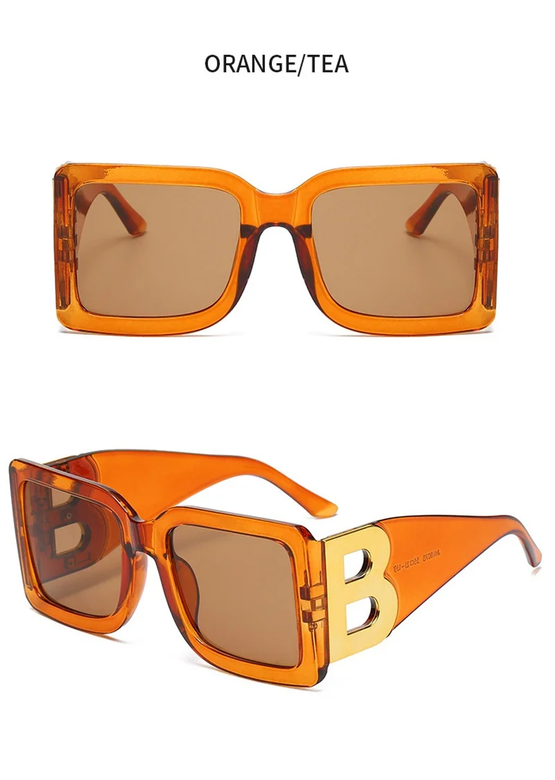 2026 New Fashion Oversized Sunglasses Women Letter B Leg Design Square Luxury Trend Men Retro Big Frame Eyeglasses Oculos De Sol