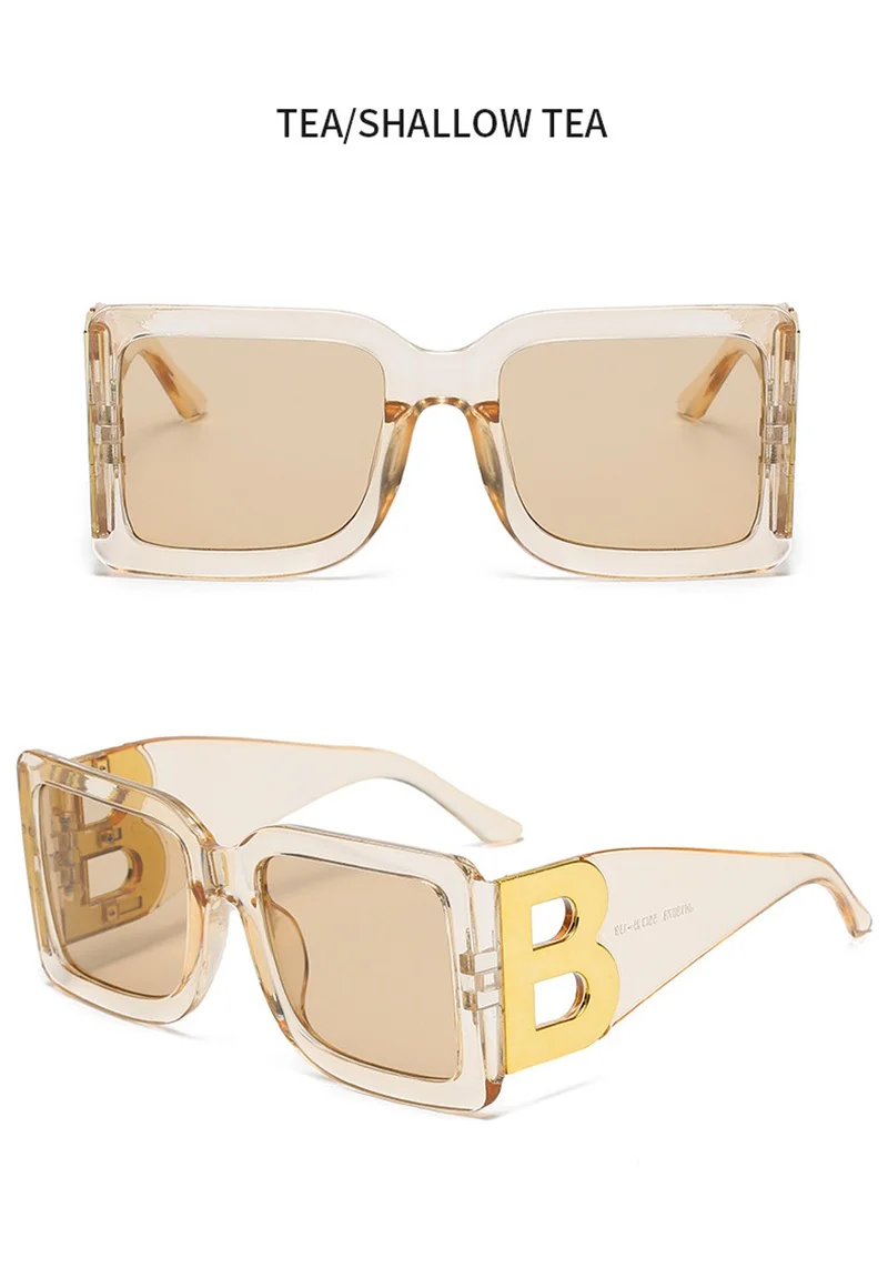 2026 New Fashion Oversized Sunglasses Women Letter B Leg Design Square Luxury Trend Men Retro Big Frame Eyeglasses Oculos De Sol