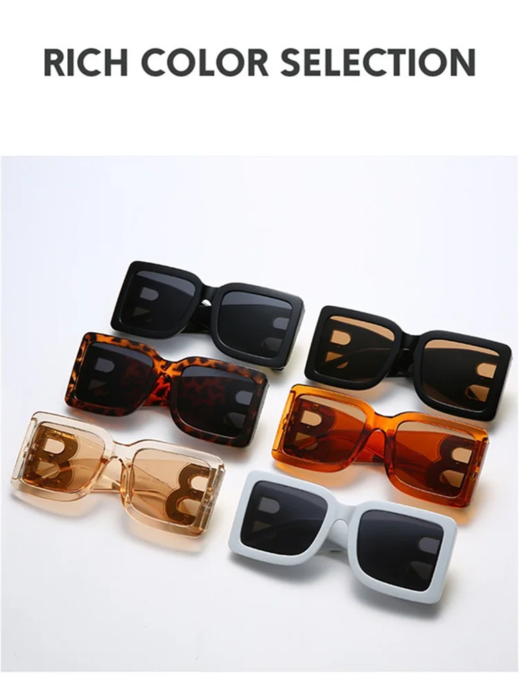 2026 New Fashion Oversized Sunglasses Women Letter B Leg Design Square Luxury Trend Men Retro Big Frame Eyeglasses Oculos De Sol