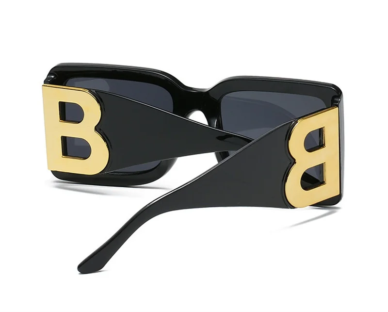 2026 New Fashion Oversized Sunglasses Women Letter B Leg Design Square Luxury Trend Men Retro Big Frame Eyeglasses Oculos De Sol