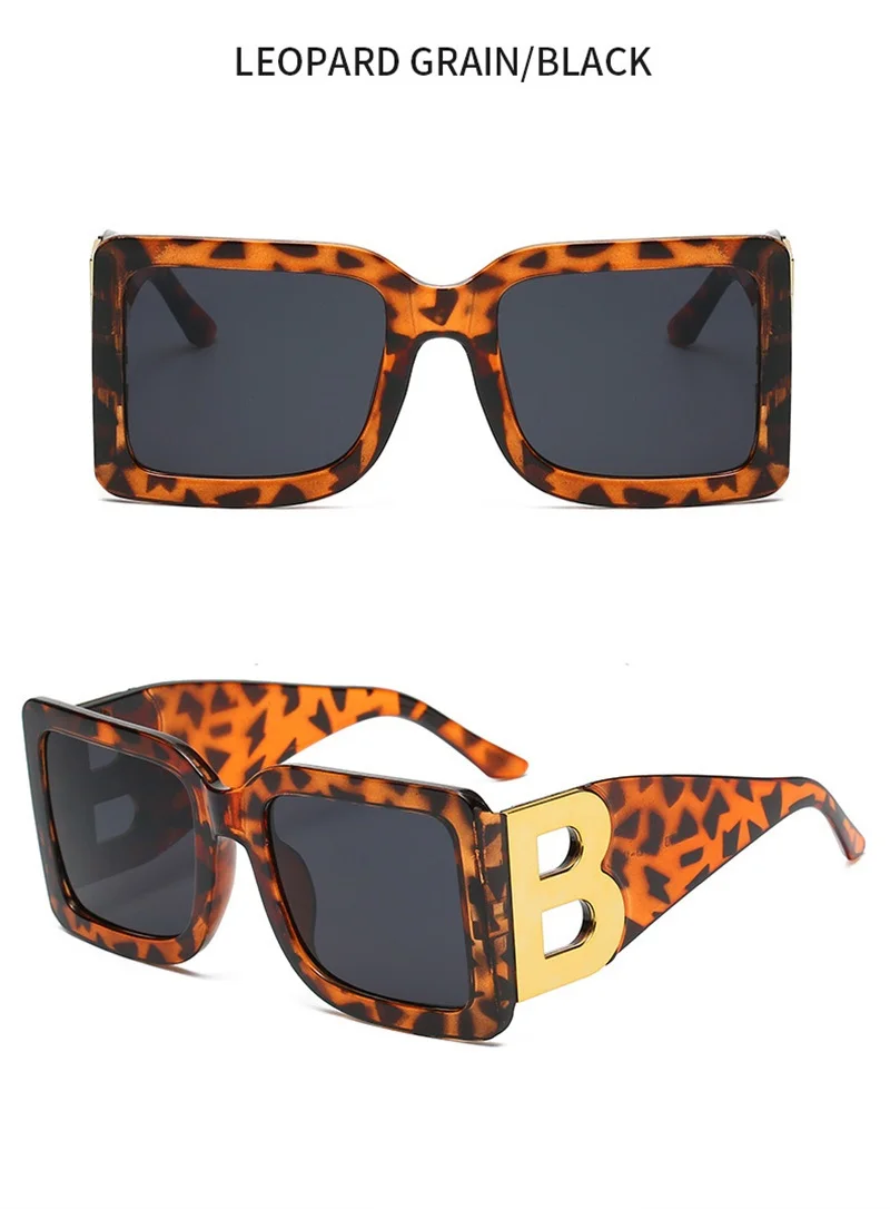 2026 New Fashion Oversized Sunglasses Women Letter B Leg Design Square Luxury Trend Men Retro Big Frame Eyeglasses Oculos De Sol