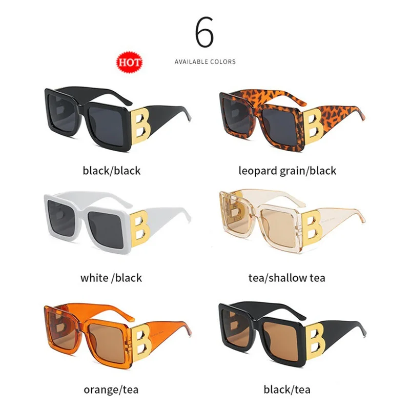 2026 New Fashion Oversized Sunglasses Women Letter B Leg Design Square Luxury Trend Men Retro Big Frame Eyeglasses Oculos De Sol