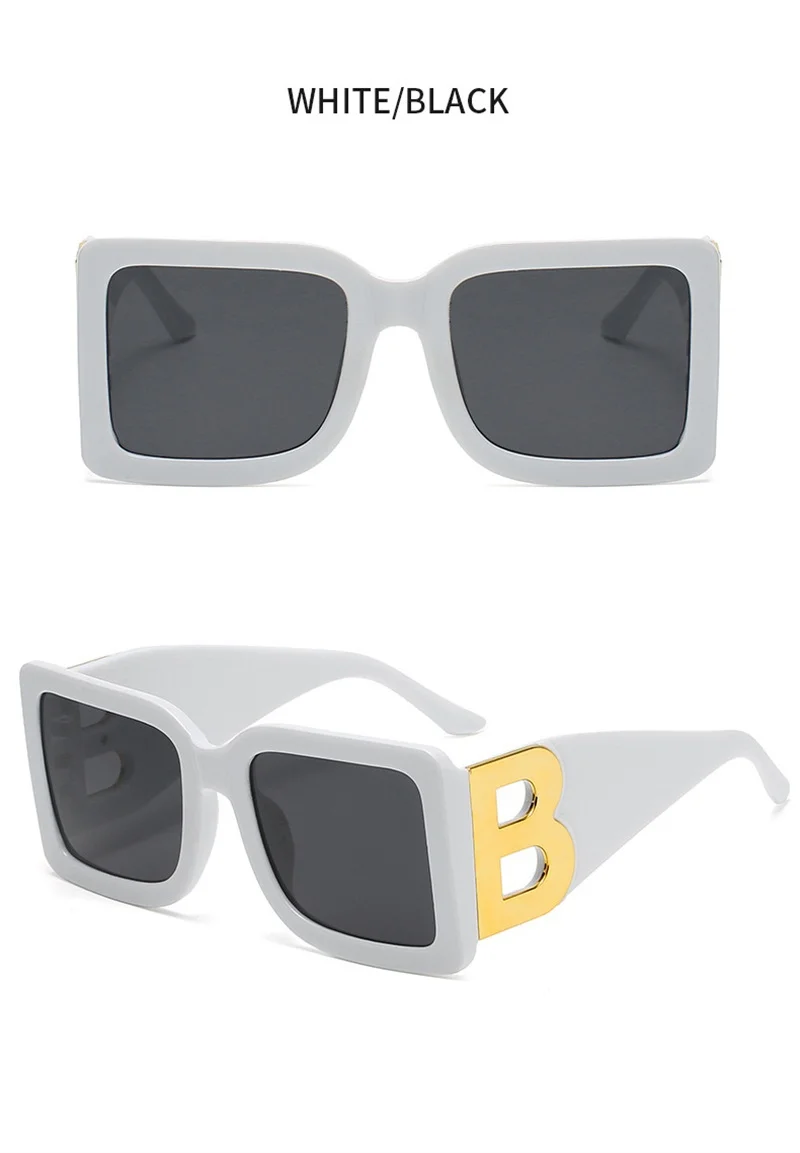 2026 New Fashion Oversized Sunglasses Women Letter B Leg Design Square Luxury Trend Men Retro Big Frame Eyeglasses Oculos De Sol