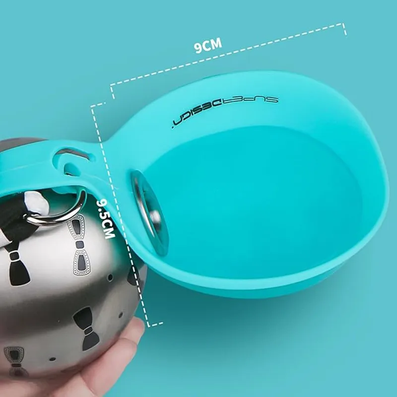 Portable Dog Water Bottle Stainless Steel Travel Cat Water Dispenser with Bowl No-Spill Puppy Water Bottle for Walking Hiking