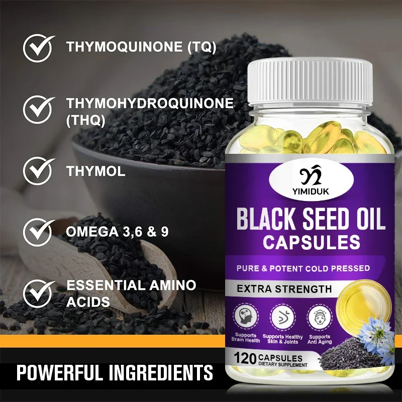 Yimiduk Premium Black Seed Oil Supplement, for Overall Wellness & Vitality, Joint & Brain Health & Immune System, Anti Aging