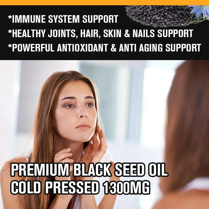 Yimiduk Premium Black Seed Oil Supplement, for Overall Wellness & Vitality, Joint & Brain Health & Immune System, Anti Aging