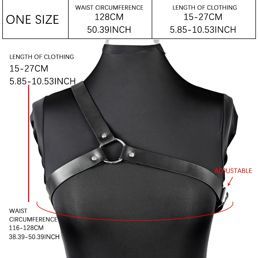 Women Single Fashion Shoulder Strap PU Leather Harnesses Belt Adjustable Punk Goth Clothing Y2k Accessories