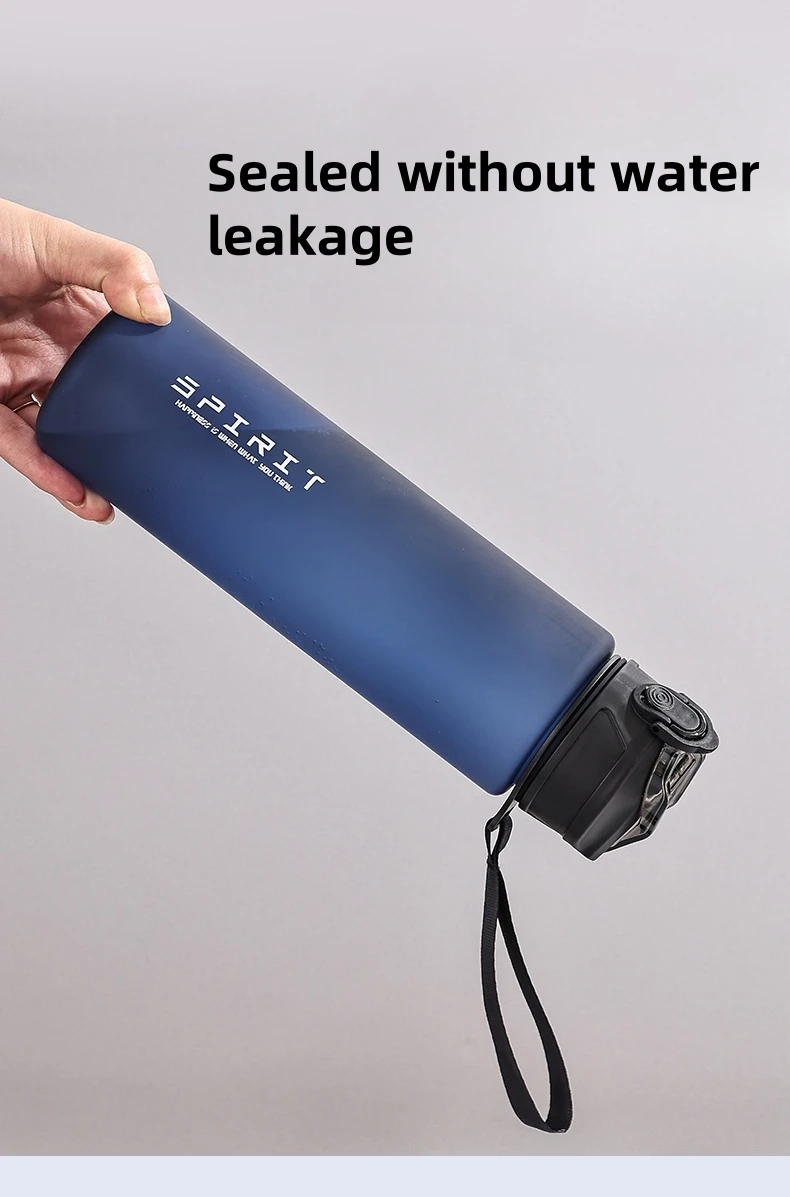 750ML Leak-Proof Sports Water Bottle with Straw and Carrying Loop BPA-Free Portable Mug with Seal Lid for Fitness Camping