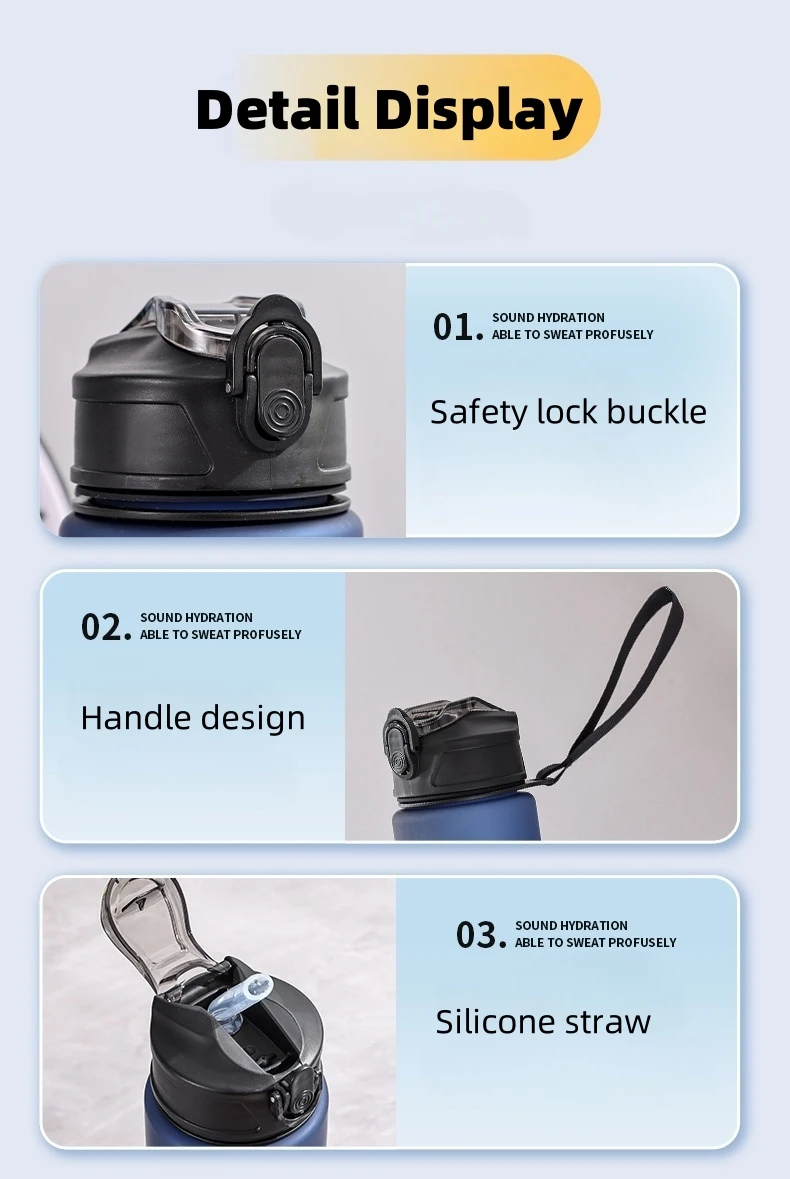 750ML Leak-Proof Sports Water Bottle with Straw and Carrying Loop BPA-Free Portable Mug with Seal Lid for Fitness Camping