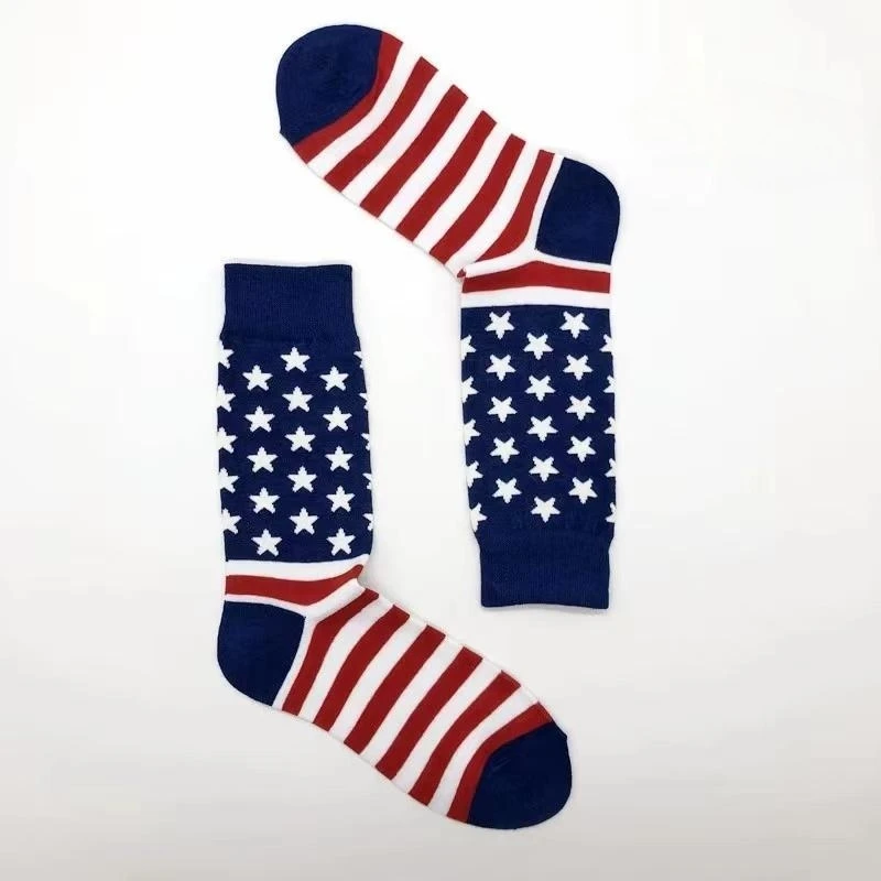 2 Pairs of American Flag Style Personality Stripes Star Letters USA Men's Jacquard Stockings