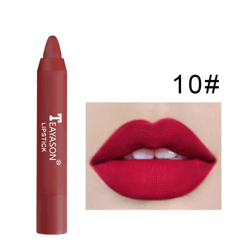 TEAYASON Nude Velvet Matte Lipstick Long Lasting Moisturizing Lip Crayon High Pigment Rotate Lipsticks Pen Woman Cosmetics