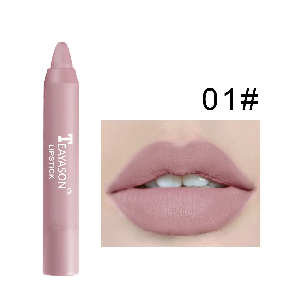 TEAYASON Nude Velvet Matte Lipstick Long Lasting Moisturizing Lip Crayon High Pigment Rotate Lipsticks Pen Woman Cosmetics