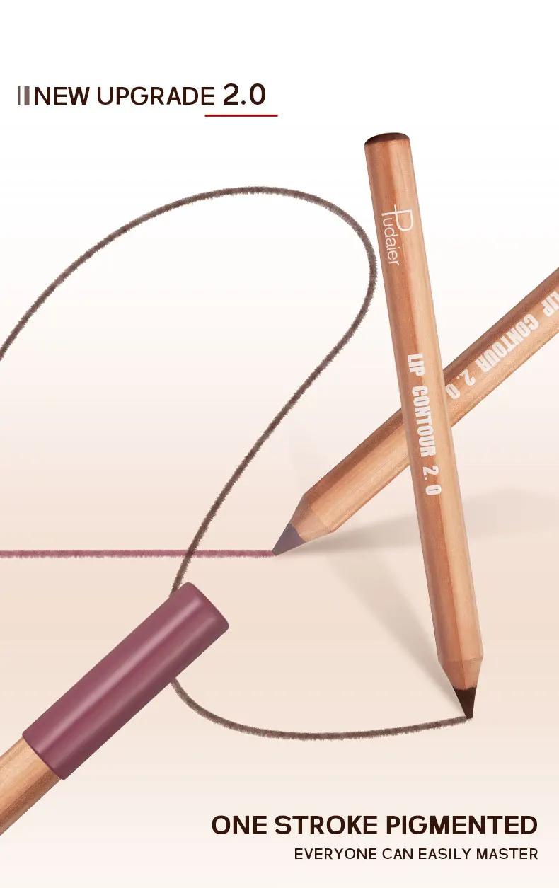 Nude Brown Lipliner Pen Wooden Matte Lip Liner Waterproof Lipstick Pencil Easy To Wear Non-stick Cup Lip Contouring Pen Cosmetic