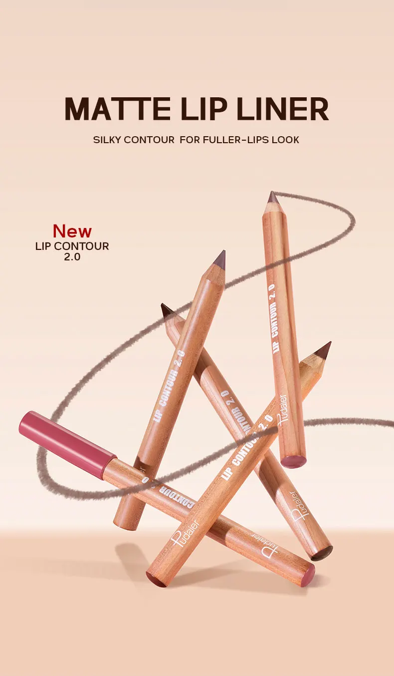 Nude Brown Lipliner Pen Wooden Matte Lip Liner Waterproof Lipstick Pencil Easy To Wear Non-stick Cup Lip Contouring Pen Cosmetic