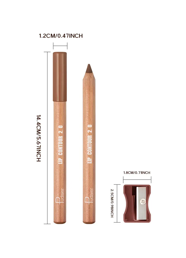 Nude Brown Lipliner Pen Wooden Matte Lip Liner Waterproof Lipstick Pencil Easy To Wear Non-stick Cup Lip Contouring Pen Cosmetic