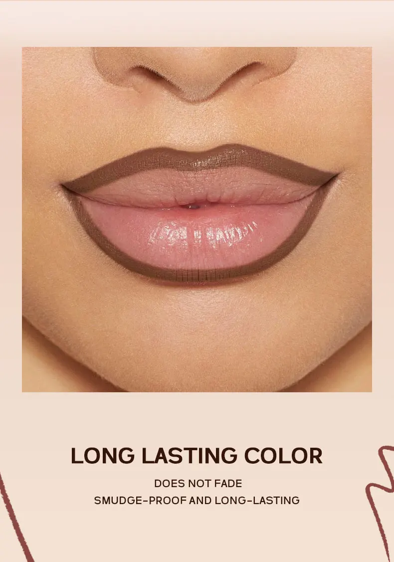 Nude Brown Lipliner Pen Wooden Matte Lip Liner Waterproof Lipstick Pencil Easy To Wear Non-stick Cup Lip Contouring Pen Cosmetic