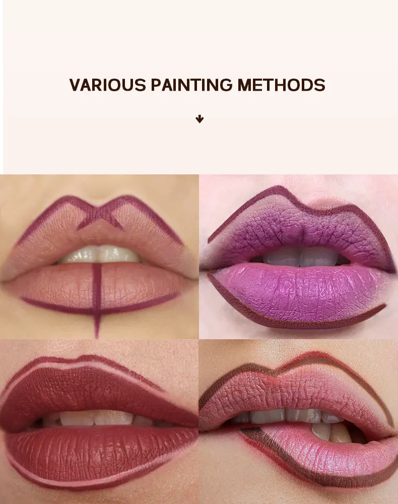 Nude Brown Lipliner Pen Wooden Matte Lip Liner Waterproof Lipstick Pencil Easy To Wear Non-stick Cup Lip Contouring Pen Cosmetic