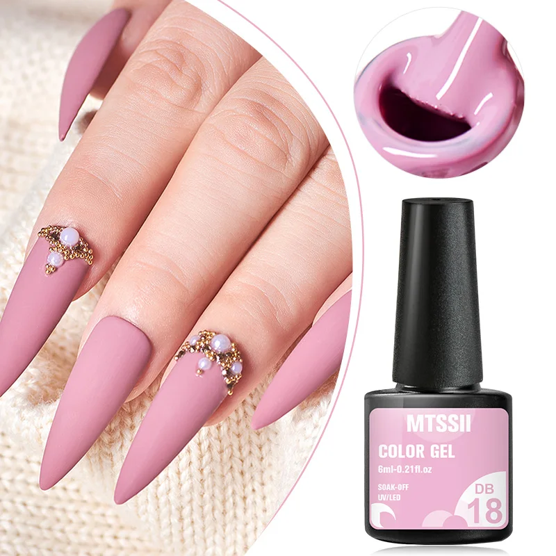 Mtssii 6PCS/Set Nude Color Gel Nail Polish Set 150 Colors Glitter Semi Permanent UV Led Gel Varnish Soak Off Nail Gel Art Design
