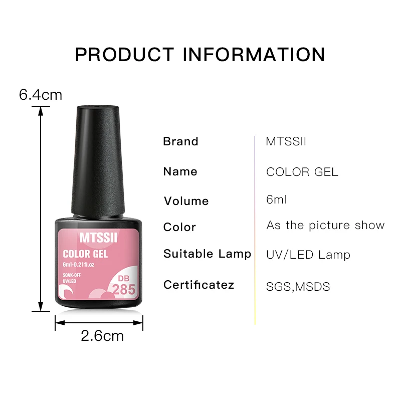 Mtssii 6PCS/Set Nude Color Gel Nail Polish Set 150 Colors Glitter Semi Permanent UV Led Gel Varnish Soak Off Nail Gel Art Design